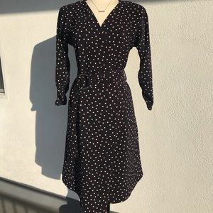 ZARA baby and tan polka dot midi wrap dress